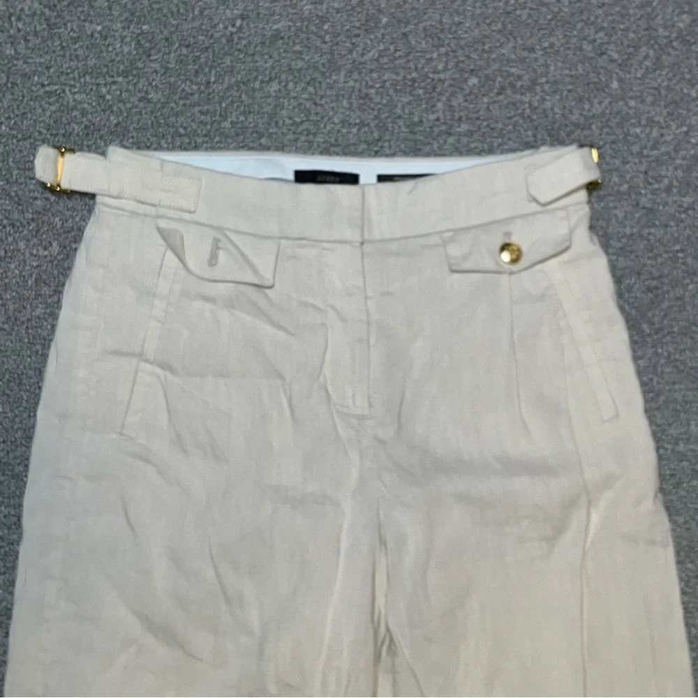 J Crew Linen Blend Mario Bellucci Pants Womens Size 2 Tan Italian Straight Leg - Picture 2 of 12